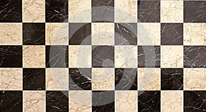 Shiny Old Marble Black and White Tiles Pattern Background