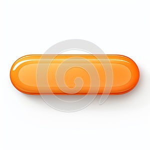 Shiny Orange Pill Button Isolated On White Background