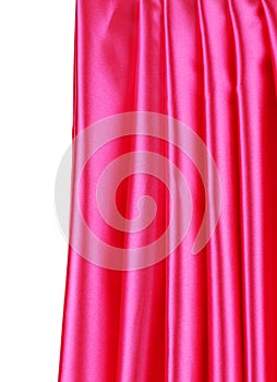 Shiny pink silk drapery.