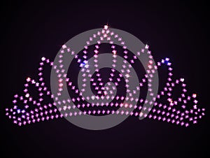 Shiny pink tiara with sparkles - vector diadem illustration, eps10