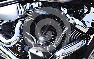 Shiny power chrome motorcycle engine block