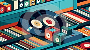 Shiny and pristine vinyl records are meticulously organized ready to be discovered by passionate collectors at the photo