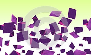 Shiny purple confetti falling on gradient background. Banner design