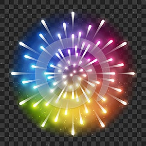 Shiny rainbow firework on transparent background