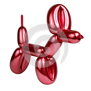 Shiny red balloon model dog isolated on the white background