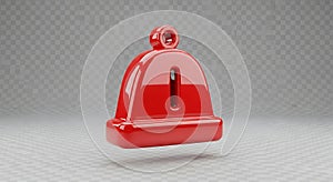 Shiny red 3D notification bell icon rendering