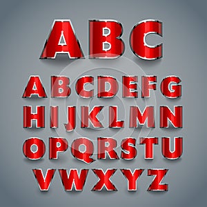 Shiny red font. alphabet design.