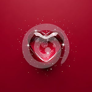 Shiny Red Heart with Sparkles