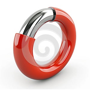 Abstract Red and Silver Ring, 3D Render