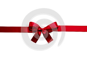 Shiny red satin ribbon bow