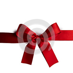 Shiny red satin ribbon bow