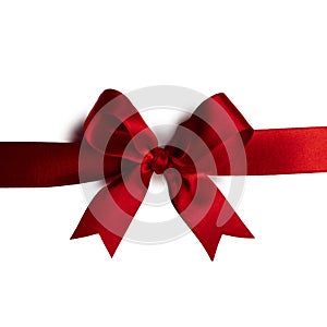 Shiny red satin ribbon bow