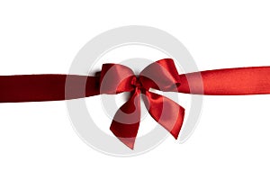 Shiny red satin ribbon bow