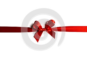 Shiny red satin ribbon bow