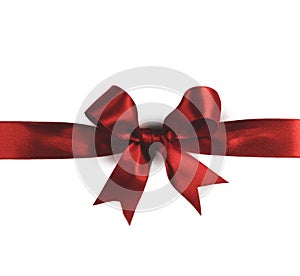 Shiny red satin ribbon bow