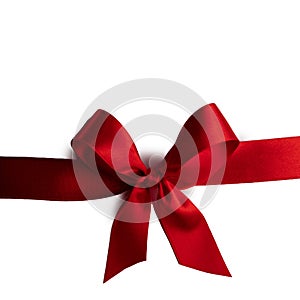 Shiny red satin ribbon bow