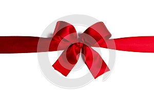 Shiny red satin ribbon bow