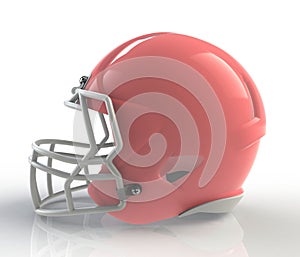 Shiny red wax american football helmet side view on a white background with detailed clipping path.