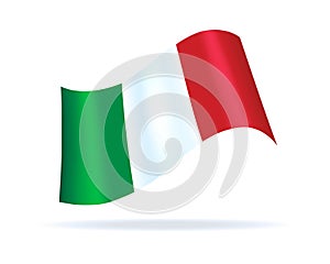 Shiny satin Italian flag waving in the air
