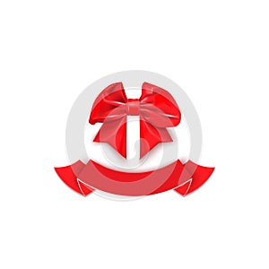 Shiny satin red bow with ribbon