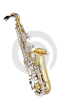 Shiny Saxophone isolated on white background