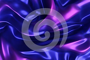 Shiny silk fabric. Wave form. Violet blue abstract background.