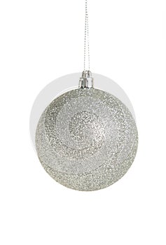 Shiny silver Christmas ball isolated on white background