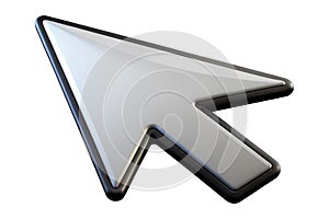 Shiny silver computer mouse cursor pointer P N G isolated on a transparent background