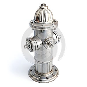 Silver fire hydrant isolated on white background