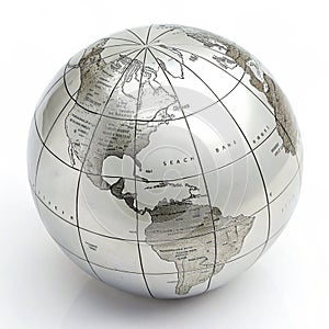 Silver globe isolated on white background