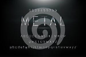 Shiny silver gray metalic theme alphabet font set photo