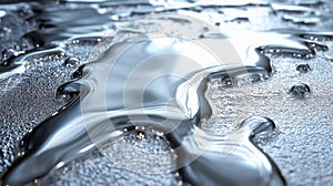 Shiny Silver Liquid Metal Dripping Down a Smooth Surface photo