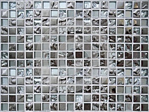 Shiny silver mosaic wall texture background