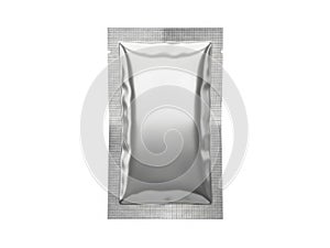 Shiny silver rectangular object on grid background isolated on white background