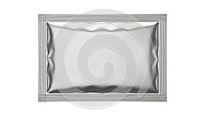 Shiny silver rectangular tray isolated on white background