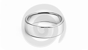 Shiny silver ring isolated on a white background, symbolizing commitment and elegance.