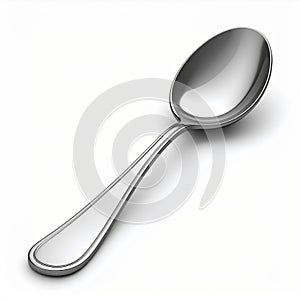 Shiny Silver Spoon on White Background