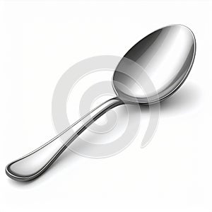 Shiny Silver Spoon on White Background