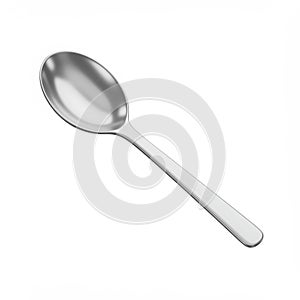 Shiny Silver Spoon on White Background