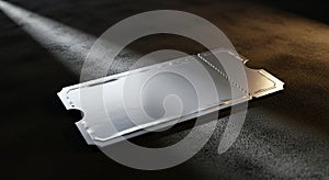 Silver Ticket on Dark Textured Surface with Dramatic Lighting