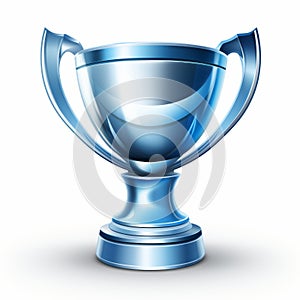 a shiny silver trophy cup on a white background