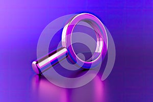 Shiny sleek round magnifying glass A 3D icon representing the symbol of a magnifyi photo