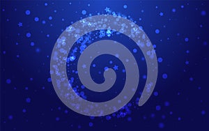 Shiny Snowstorm Vector Blue Background. Silver