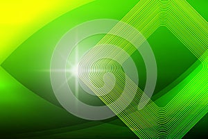 Shiny Sparkle, Square Shapes and Curves in Blurred Green and Yellow Background