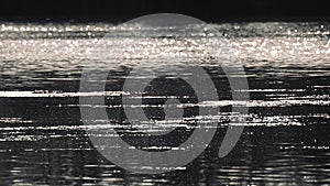 Shiny sparkling lake water ripples close-up