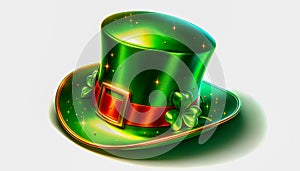 a shiny st patricks day Irish tophat lucky shamrock silk celtic Ireland season leprechaun saint event red pot gold bar luck clover