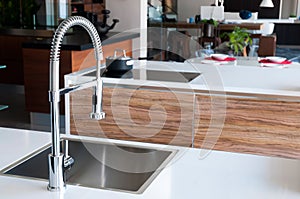 Shiny stainless steel faucet