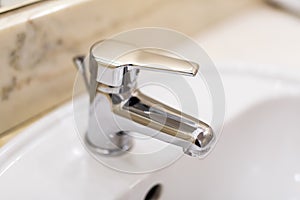 Shiny stainless steel faucet