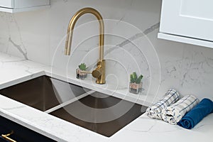 Shiny stainless steel faucet kitchen sink house decor