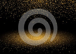 Shiny Star Burst Light with Gold Glitter Sparkles. Shining Motion Luxury Design. Magic Golden Light Effect. Vector Background